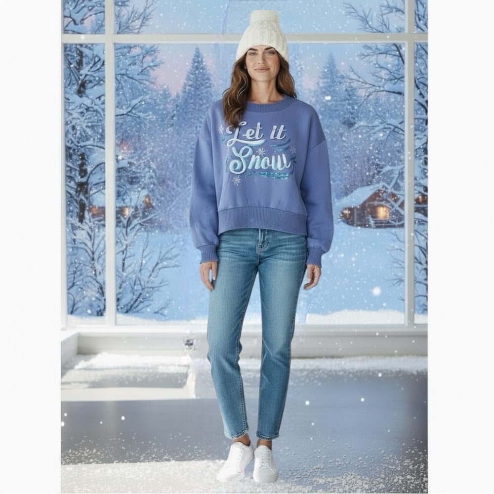 PEACH LOVE CALIFORNIA Let it snow sequin pull over S M L